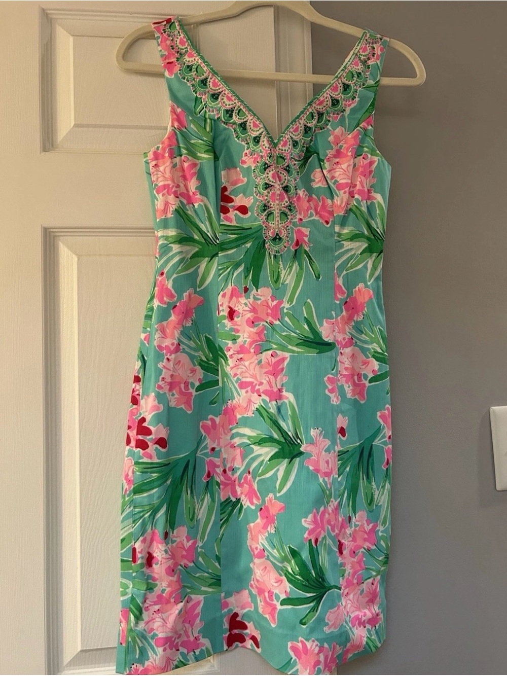 LILLY PULITZER VEYA STRETCH SHIFT DRESS Aqua Al Fresco 004921 Size 00 NWT